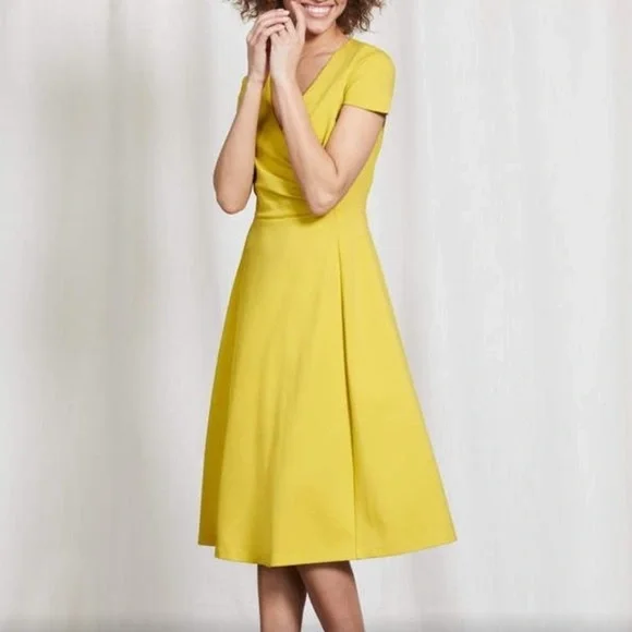 Boden | Dresses | Boden Alicia Ponte Jersey Surplice Knit Aline Yellow Dress  | Poshmark